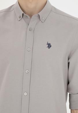 Erkek Koyu Gri Uzun Kollu Basic Gömlek - 50288629087