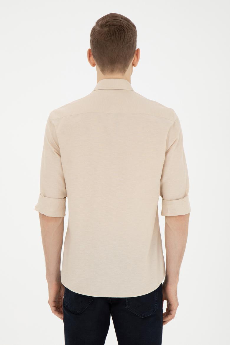 Erkek Camel Uzun Kollu Basic Gömlek - 50288629123
