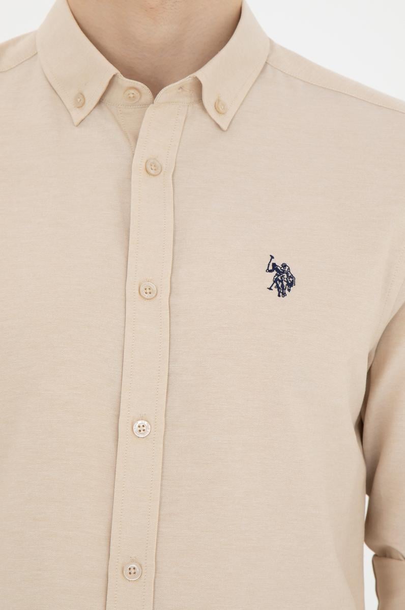 Erkek Camel Uzun Kollu Basic Gömlek