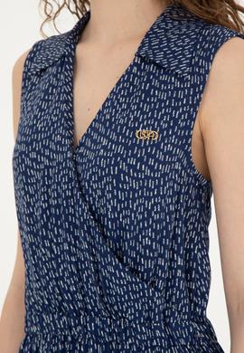 Kadın Lacivert V Yaka Dokuma Elbise - 50289216002