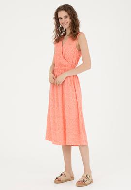 Kadın Neon Pembe Midi Boy Dokuma Elbise - 50289216010