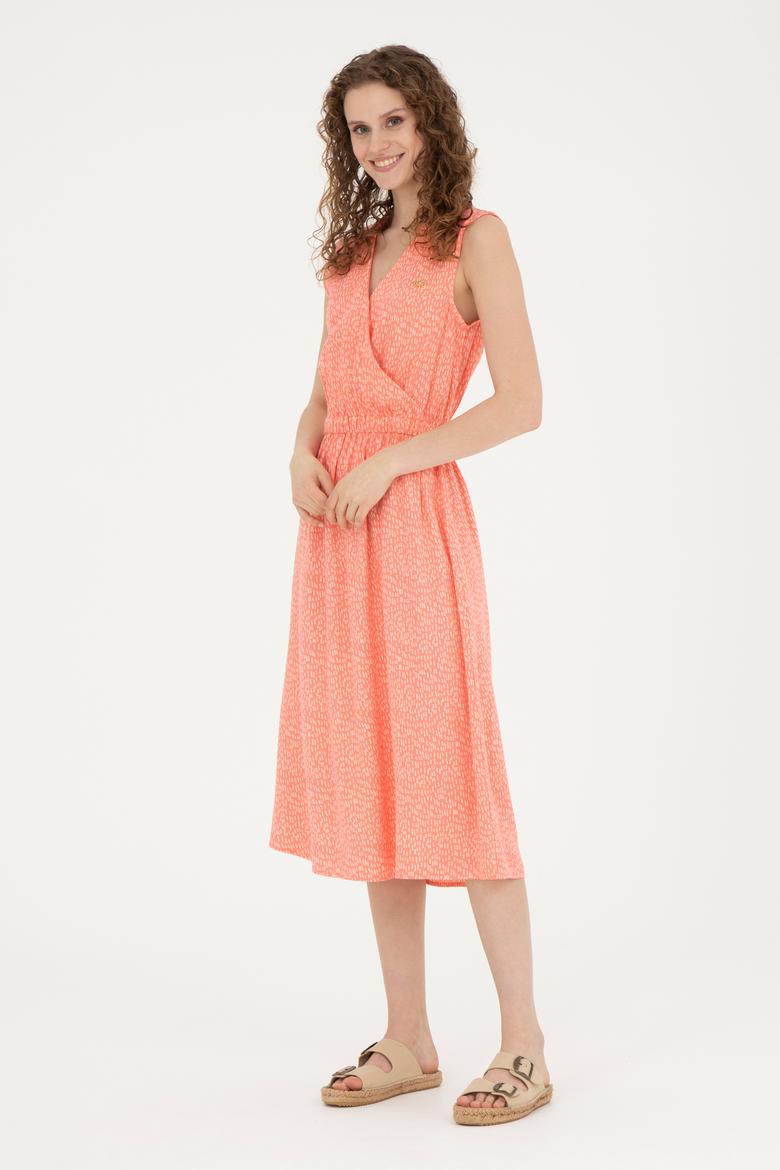 Kadın Neon Pembe Midi Boy Dokuma Elbise - 50289216010