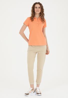 Kadın Somon Basic Polo Yaka Tişört - 50280057062