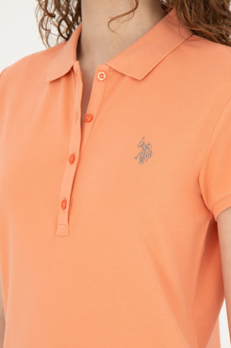 Kadın Somon Basic Polo Yaka Tişört