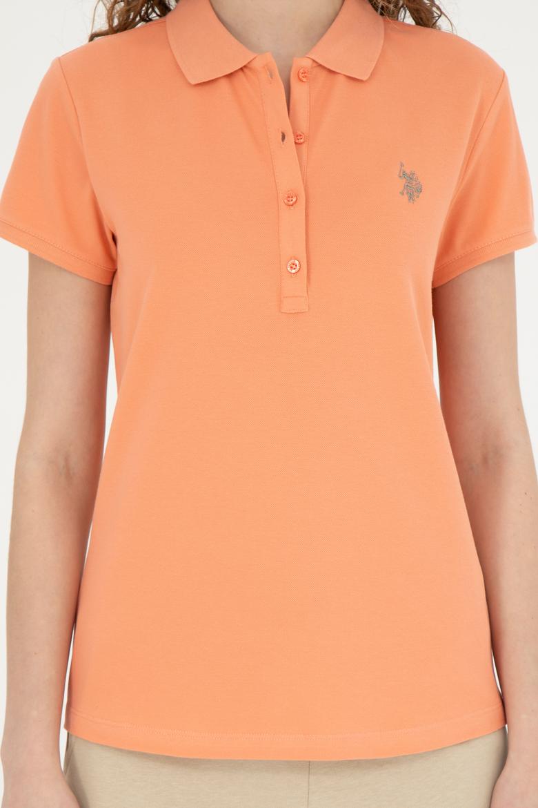 Kadın Somon Basic Polo Yaka Tişört - 50280057062