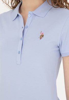 Kadın Mavi Polo Yaka Tişört - 50262715152