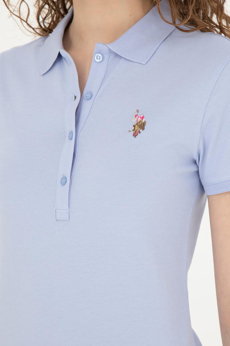 Kadın Mavi Polo Yaka Tişört - 50262715152