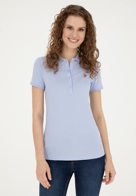 Kadın Mavi Polo Yaka Tişört - 50262715152