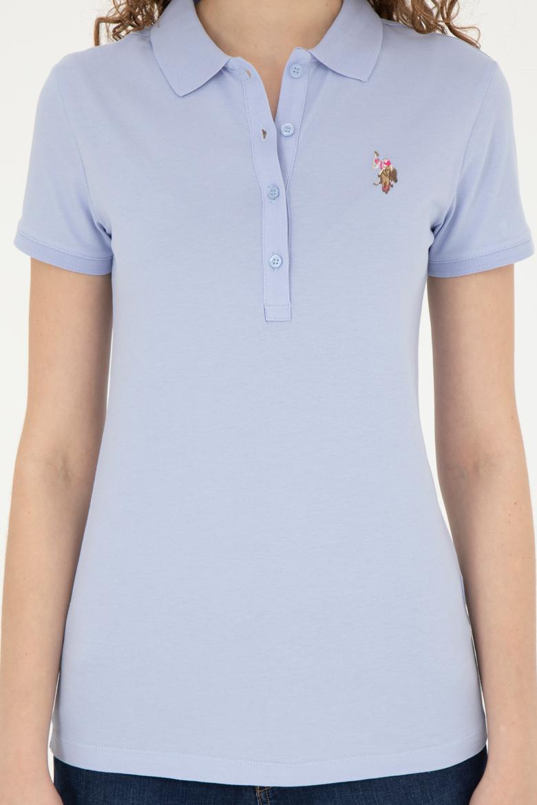 Kadın Mavi Polo Yaka Tişört - 50262715152