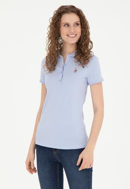 Kadın Mavi Polo Yaka Tişört - 50262715152