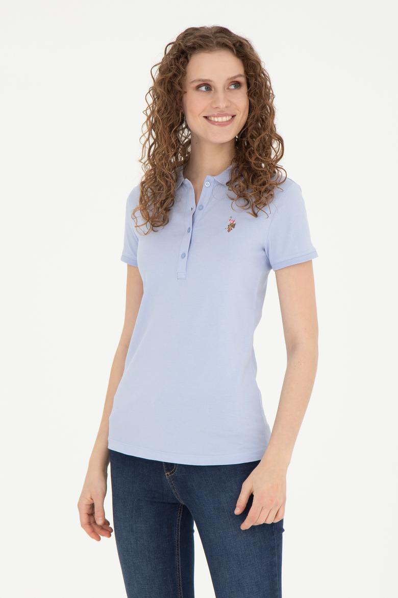 Kadın Mavi Polo Yaka Tişört - 50262715152