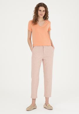 Kadın Somon Basic V Yaka Tişört - 50280019061