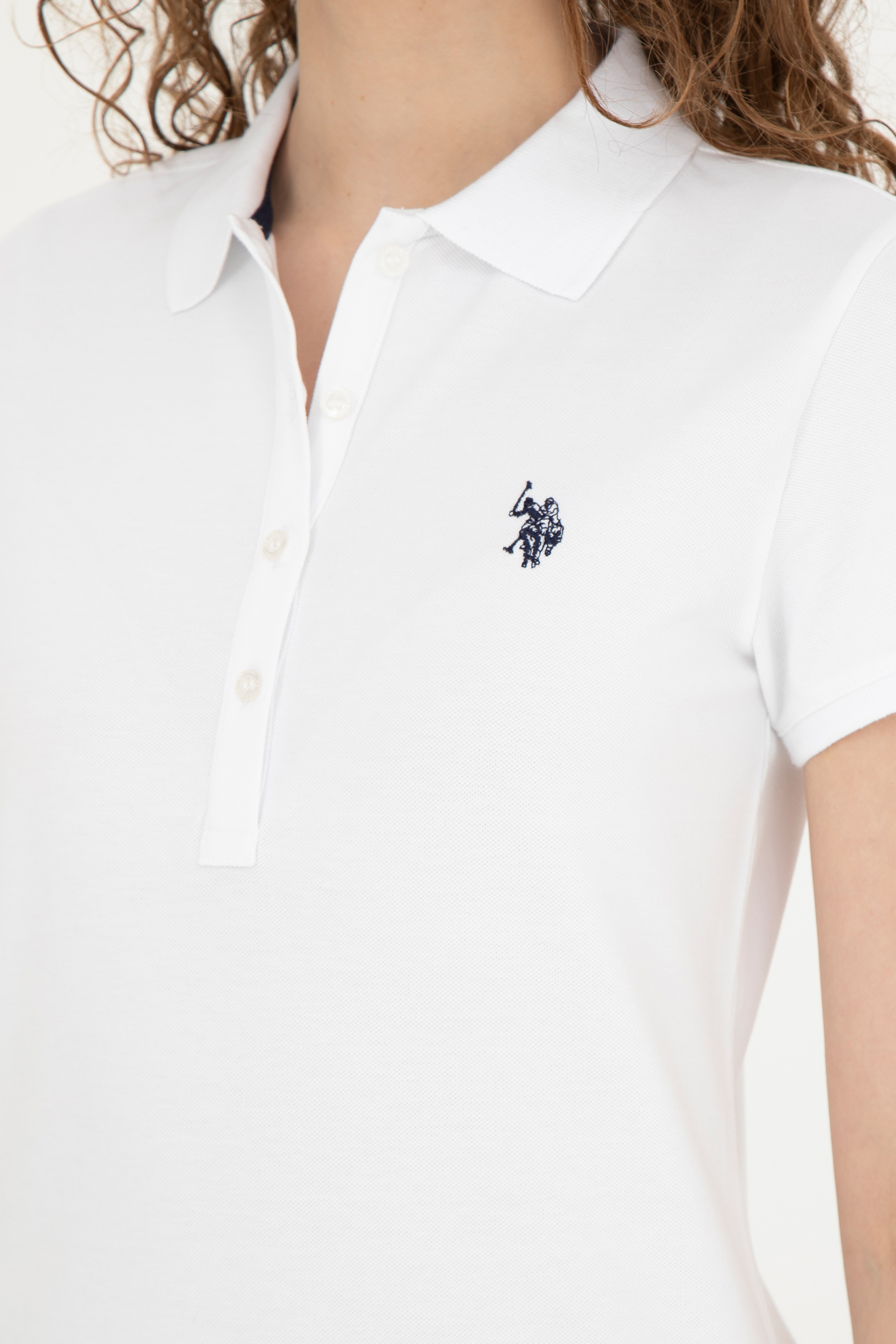 Kadın Beyaz Basic Polo Yaka Tişört