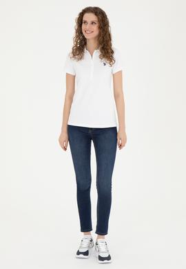 Kadın Beyaz Basic Polo Yaka Tişört - 50280057046