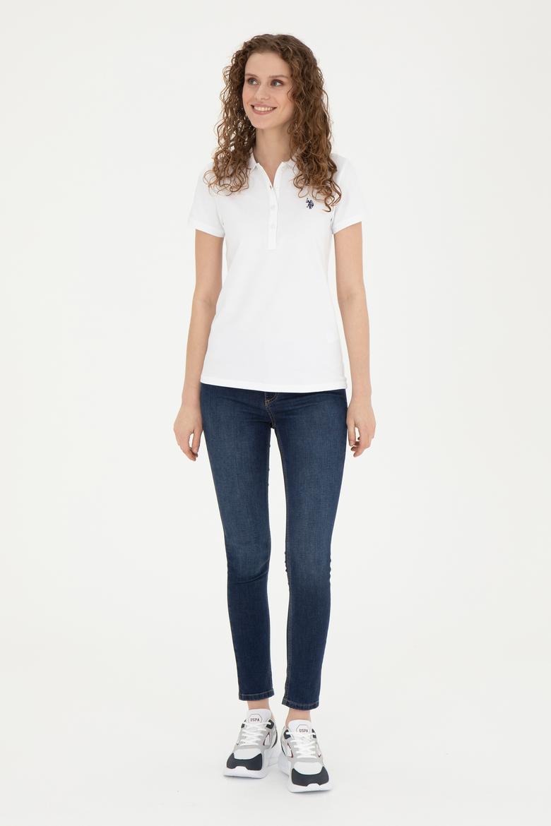 Kadın Beyaz Basic Polo Yaka Tişört - 50280057046