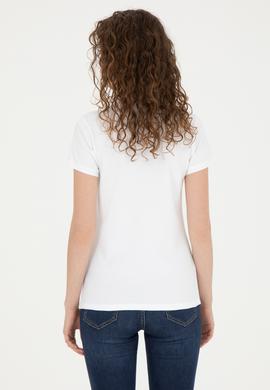 Kadın Beyaz Basic Polo Yaka Tişört - 50280057046