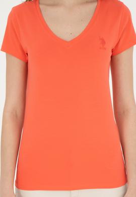 Kadın Nar Çiçeği V Yaka Basic Tişört - 50280068053