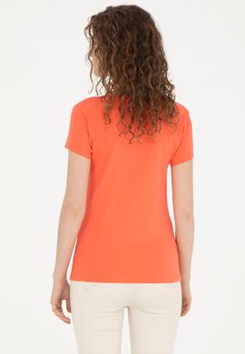 Kadın Nar Çiçeği V Yaka Basic Tişört - 50280068053