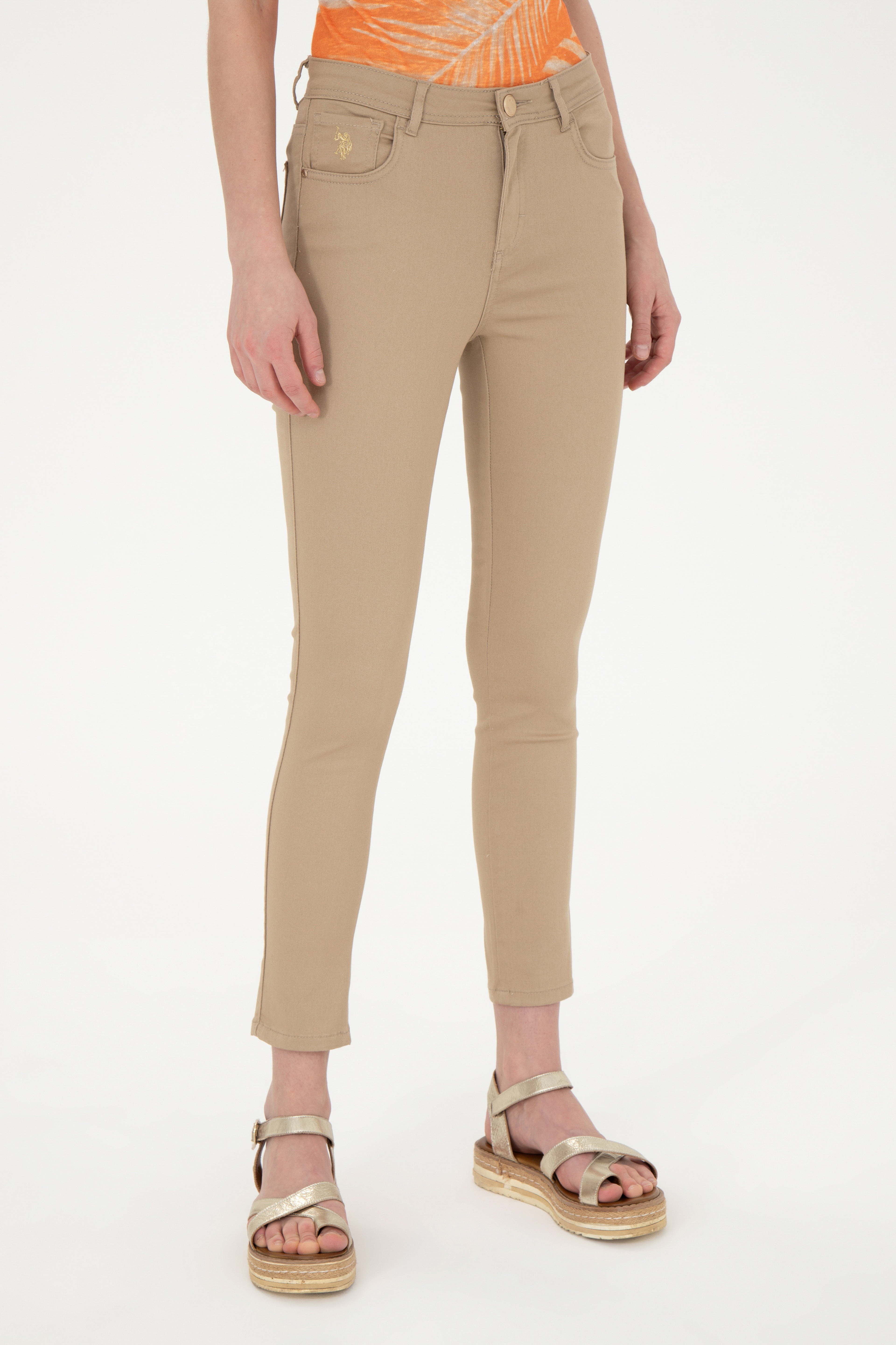 Kadın Kum Toothpick Fit Kanvas Pantolon - Image 2