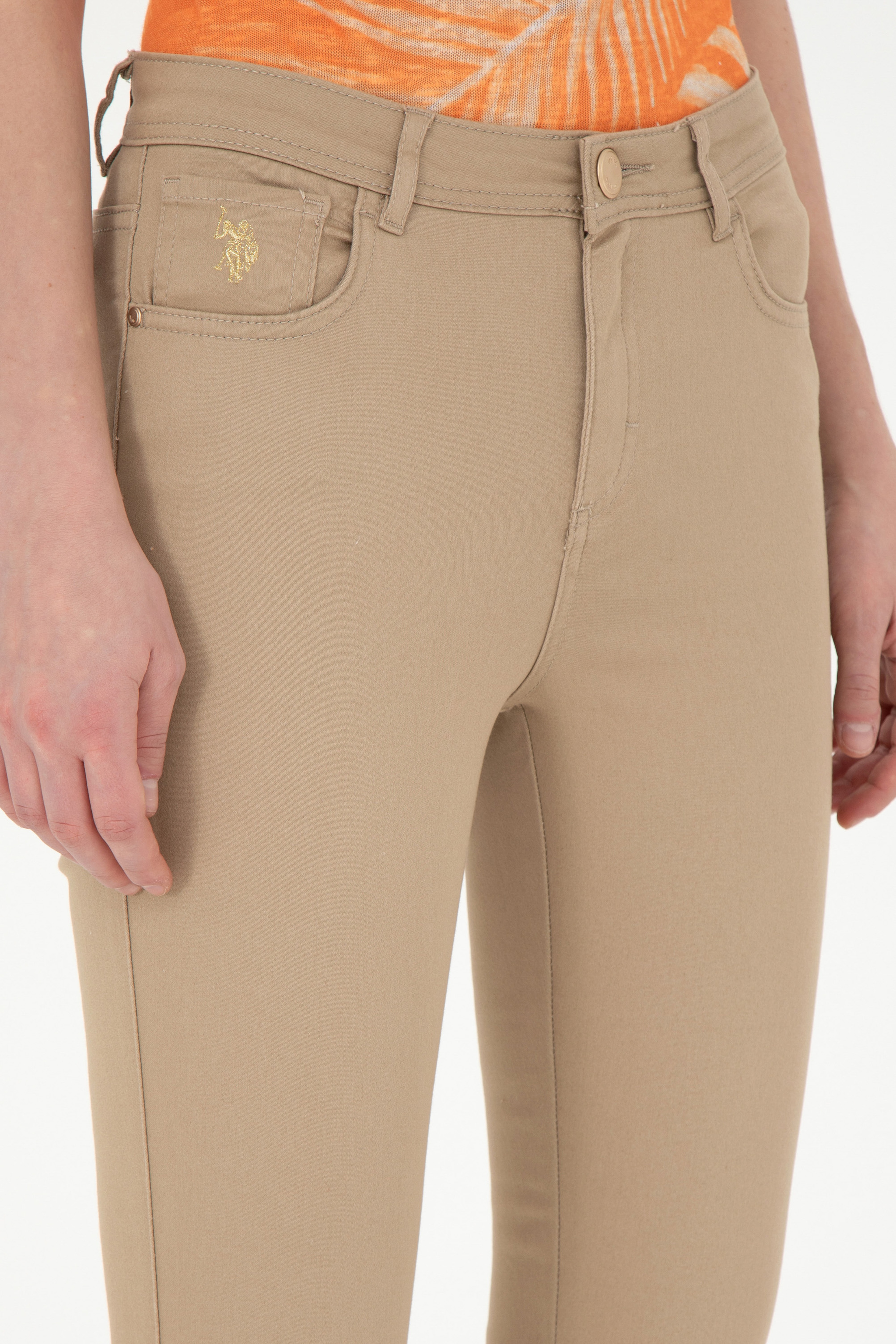 Kadın Kum Toothpick Fit Kanvas Pantolon