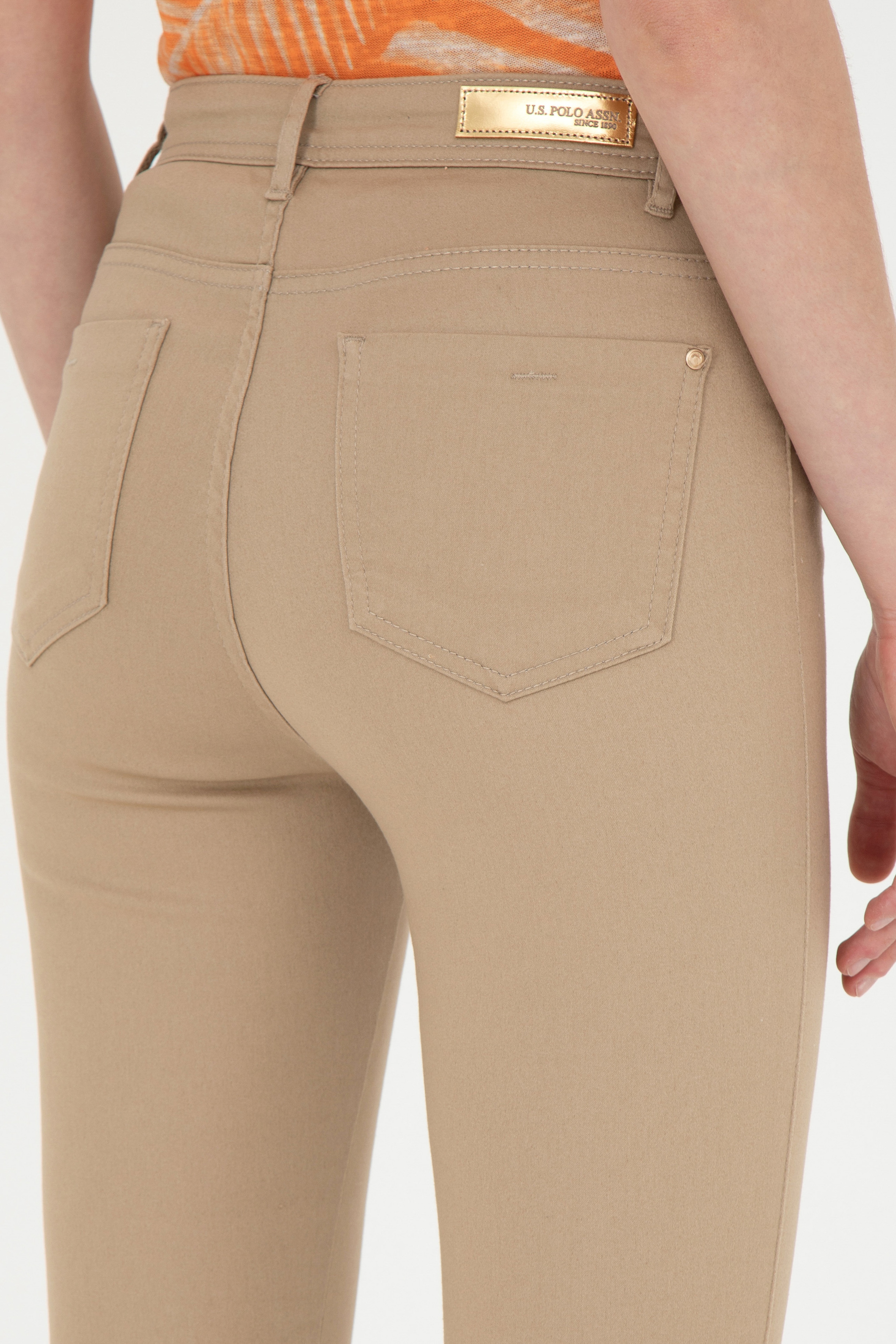 Kadın Kum Toothpick Fit Kanvas Pantolon