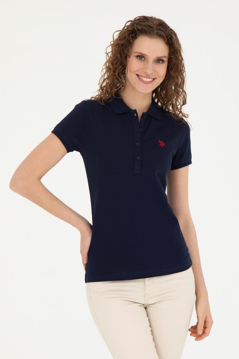 Kadın Lacivert Basic Polo Yaka Tişört - 50280057008