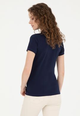 Kadın Lacivert Basic Polo Yaka Tişört - 50280057008