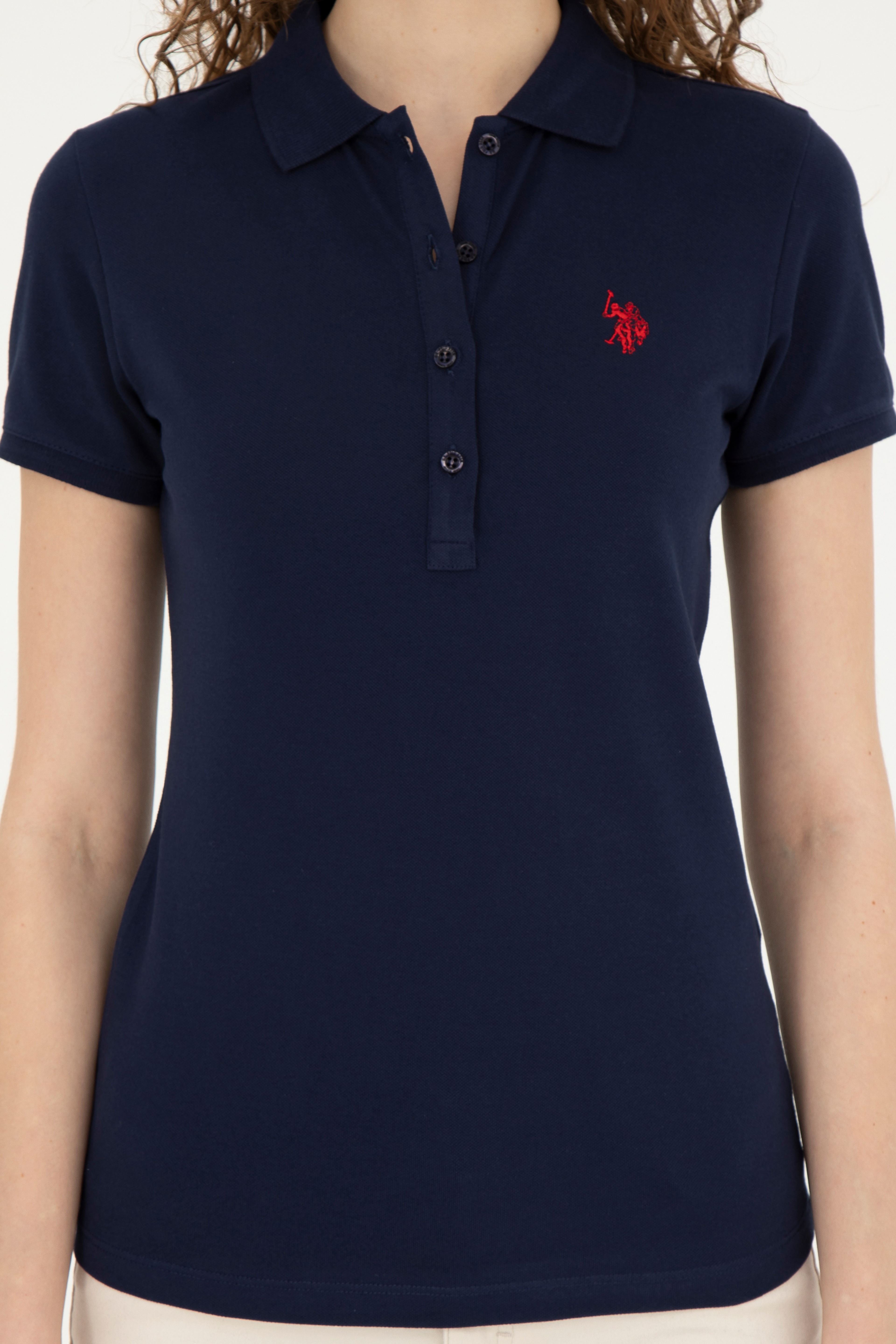 Kadın Lacivert Basic Polo Yaka Tişört