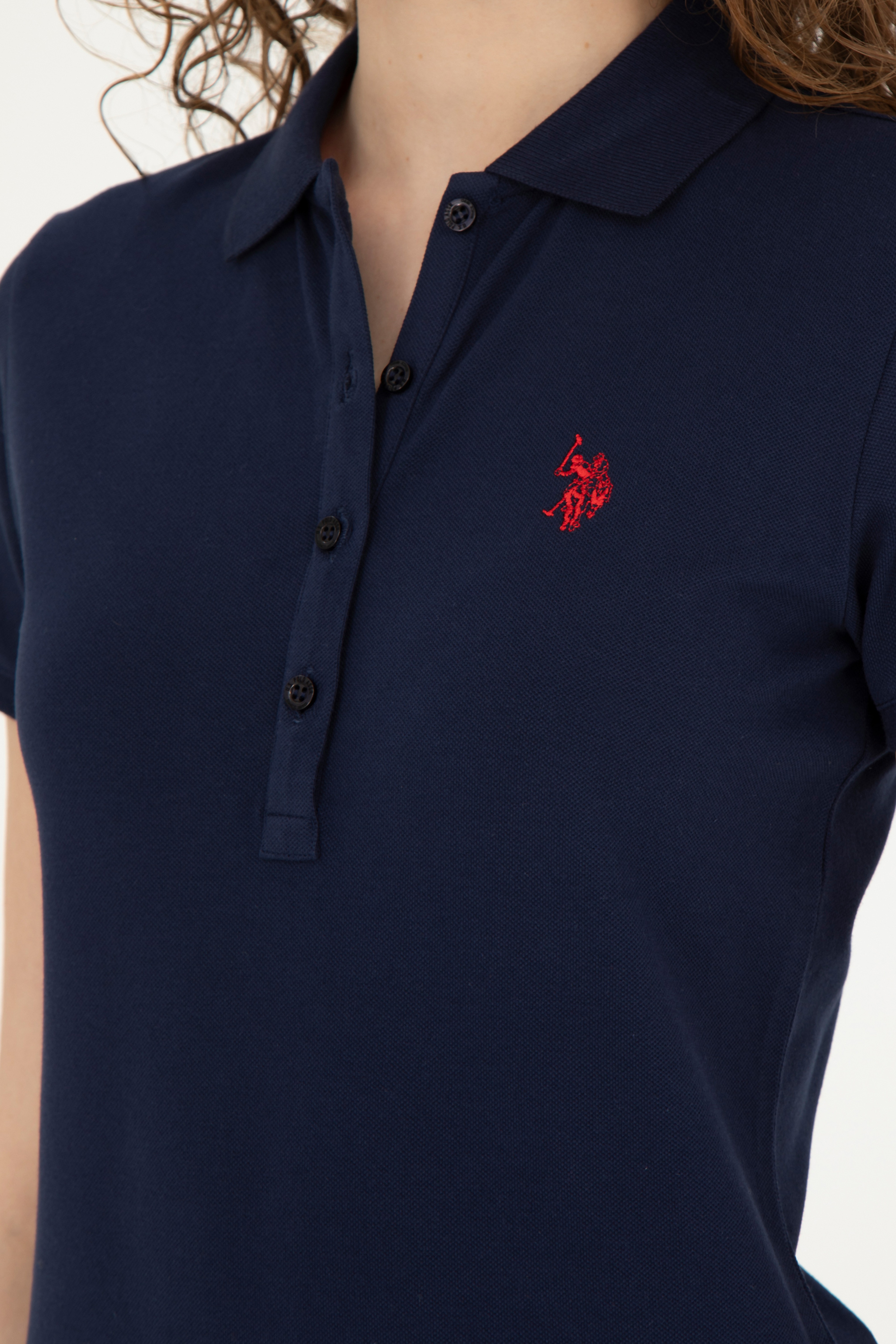 Kadın Lacivert Basic Polo Yaka Tişört - Image 7