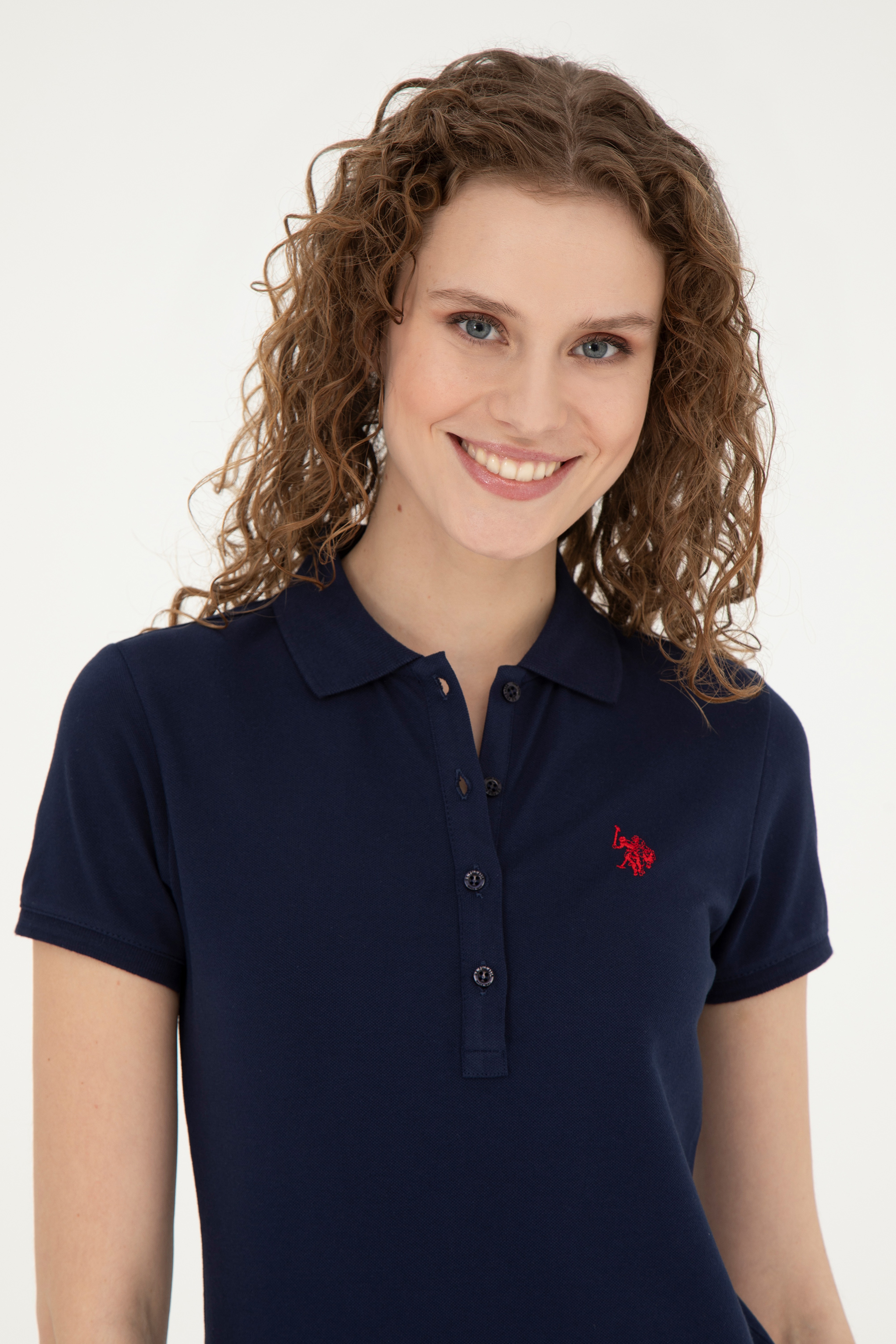 Kadın Lacivert Basic Polo Yaka Tişört