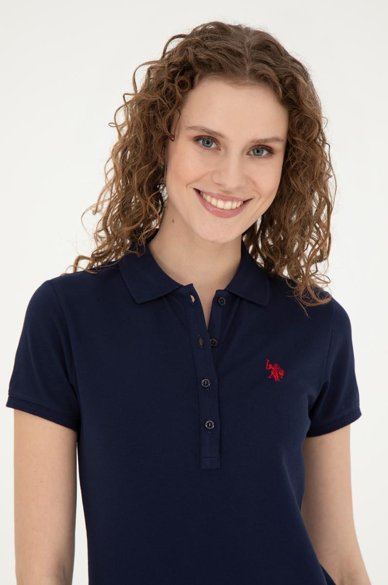 Kadın Lacivert Basic Polo Yaka Tişört