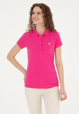 Kadın Fuşya Basic Polo Yaka Tişört - 50280057173