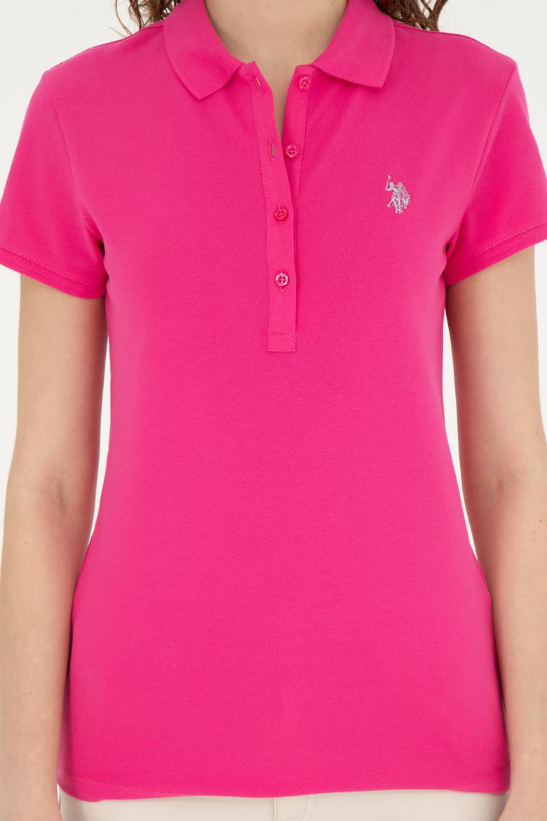 Kadın Fuşya Basic Polo Yaka Tişört - 50280057173