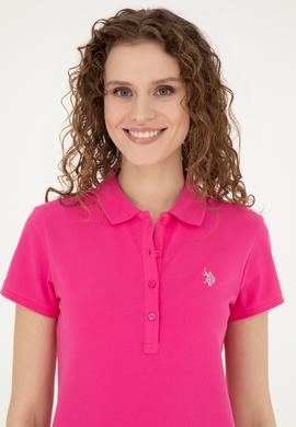 Kadın Fuşya Basic Polo Yaka Tişört - 50280057173