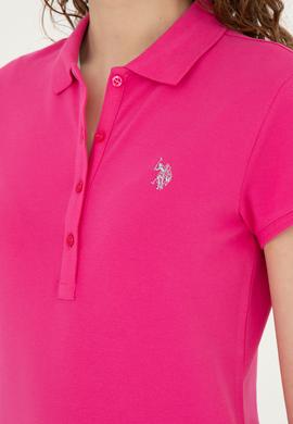 Kadın Fuşya Basic Polo Yaka Tişört - 50280057173