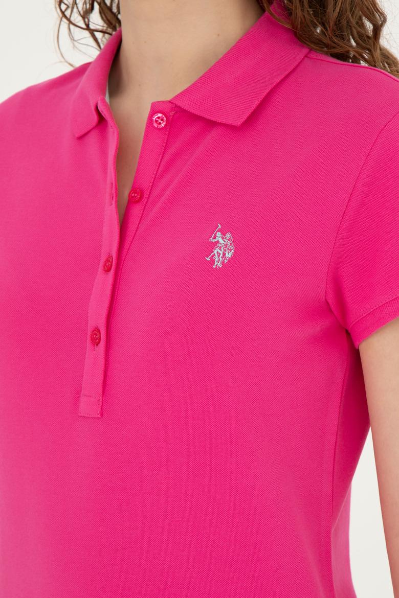 Kadın Fuşya Basic Polo Yaka Tişört - 50280057173