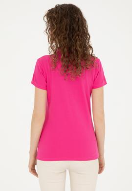Kadın Fuşya Basic Polo Yaka Tişört - 50280057173