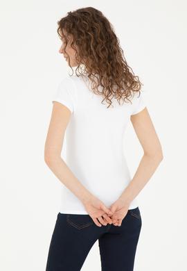 Kadın Beyaz V Yaka Basic Tişört - 50280068006
