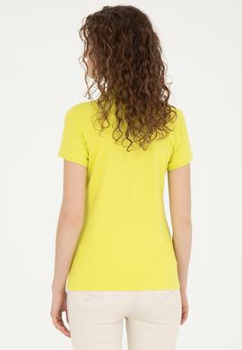 Kadın Fıstık Yeşili Basic Polo Yaka Tişört - 50289361048