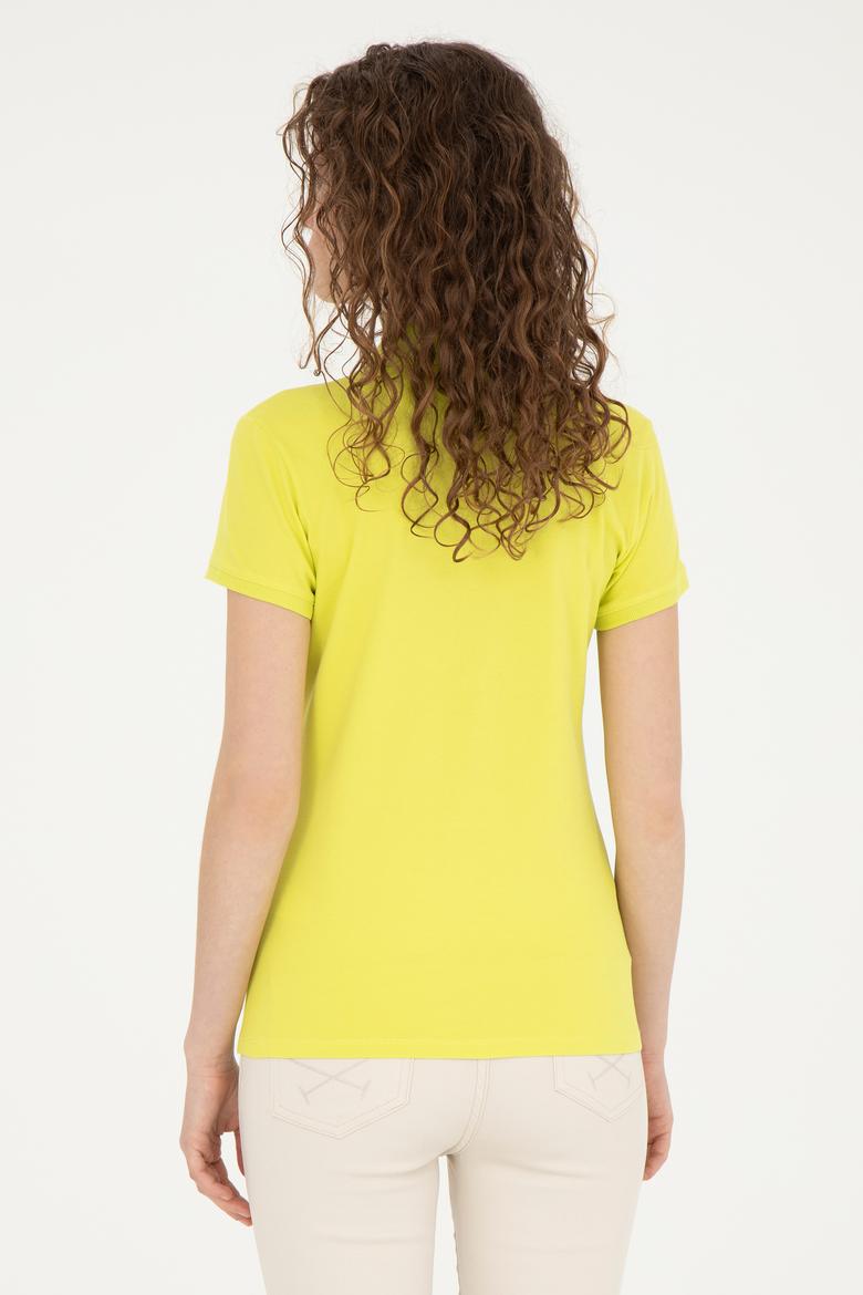 Kadın Fıstık Yeşili Basic Polo Yaka Tişört - 50289361048