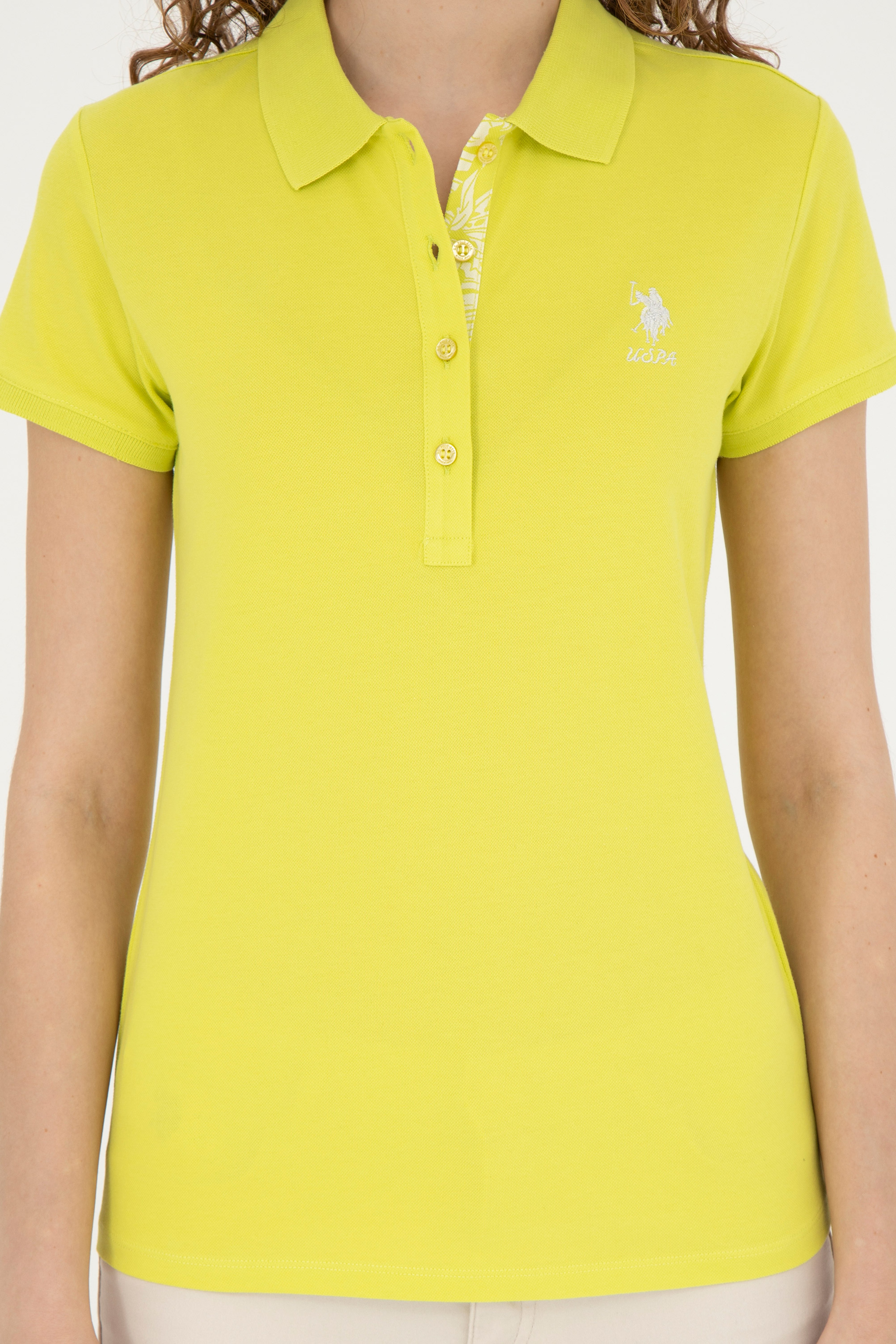Kadın Fıstık Yeşili Basic Polo Yaka Tişört - Image 6