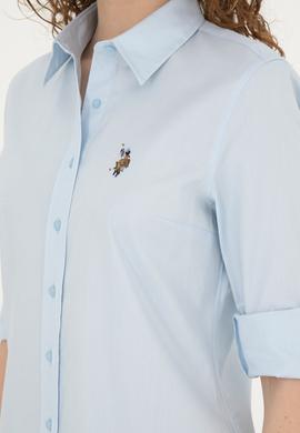 Kadın Açık Mavi Uzun Kollu Basic Gömlek - 50283987003