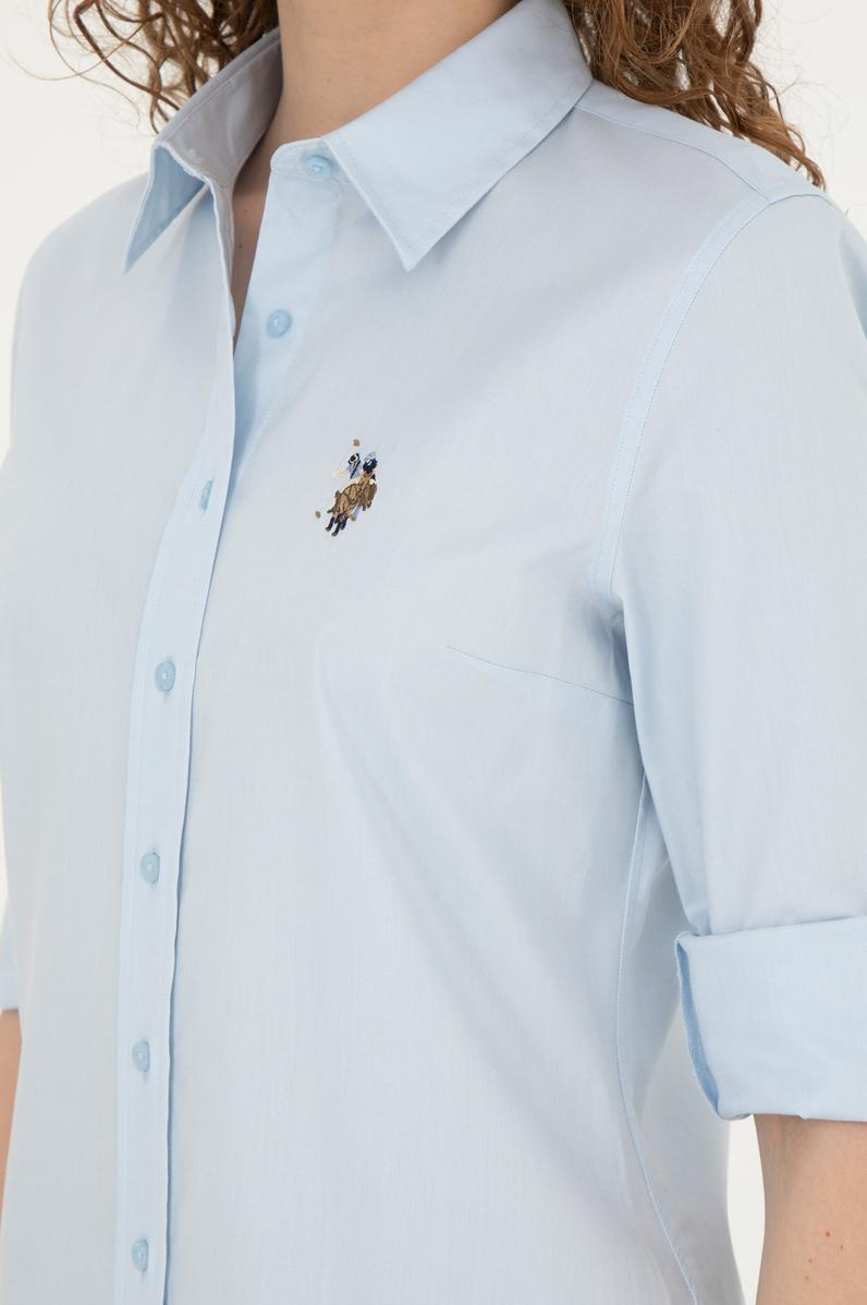 Kadın Açık Mavi Uzun Kollu Basic Gömlek