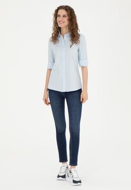 Kadın Açık Mavi Uzun Kollu Basic Gömlek - 50283987003
