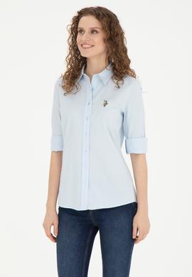Kadın Açık Mavi Uzun Kollu Basic Gömlek - 50283987003
