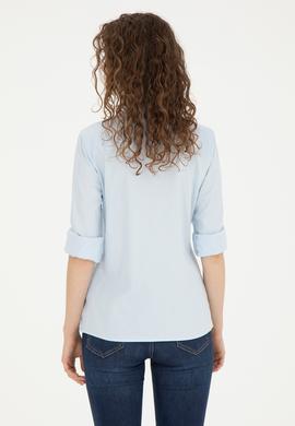 Kadın Açık Mavi Uzun Kollu Basic Gömlek - 50283987003