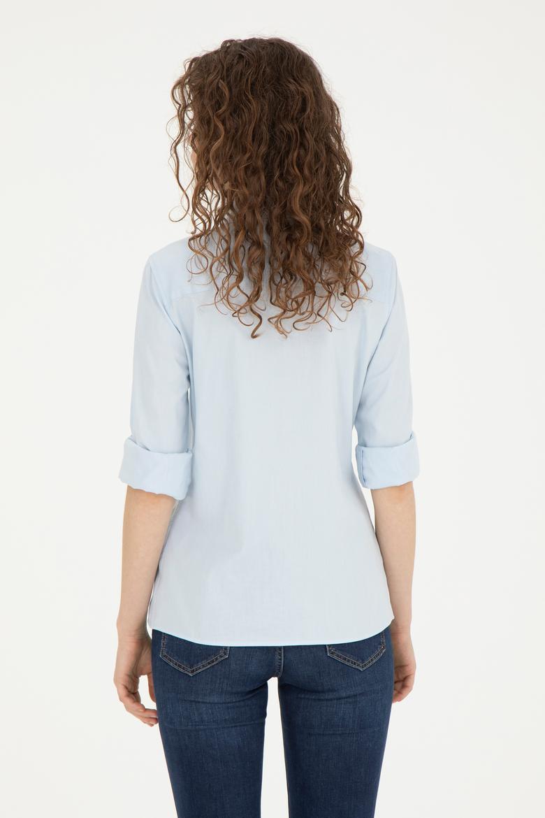 Kadın Açık Mavi Uzun Kollu Basic Gömlek - 50283987003
