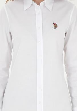 Kadın Beyaz Uzun Kollu Basic Gömlek - 50283987009