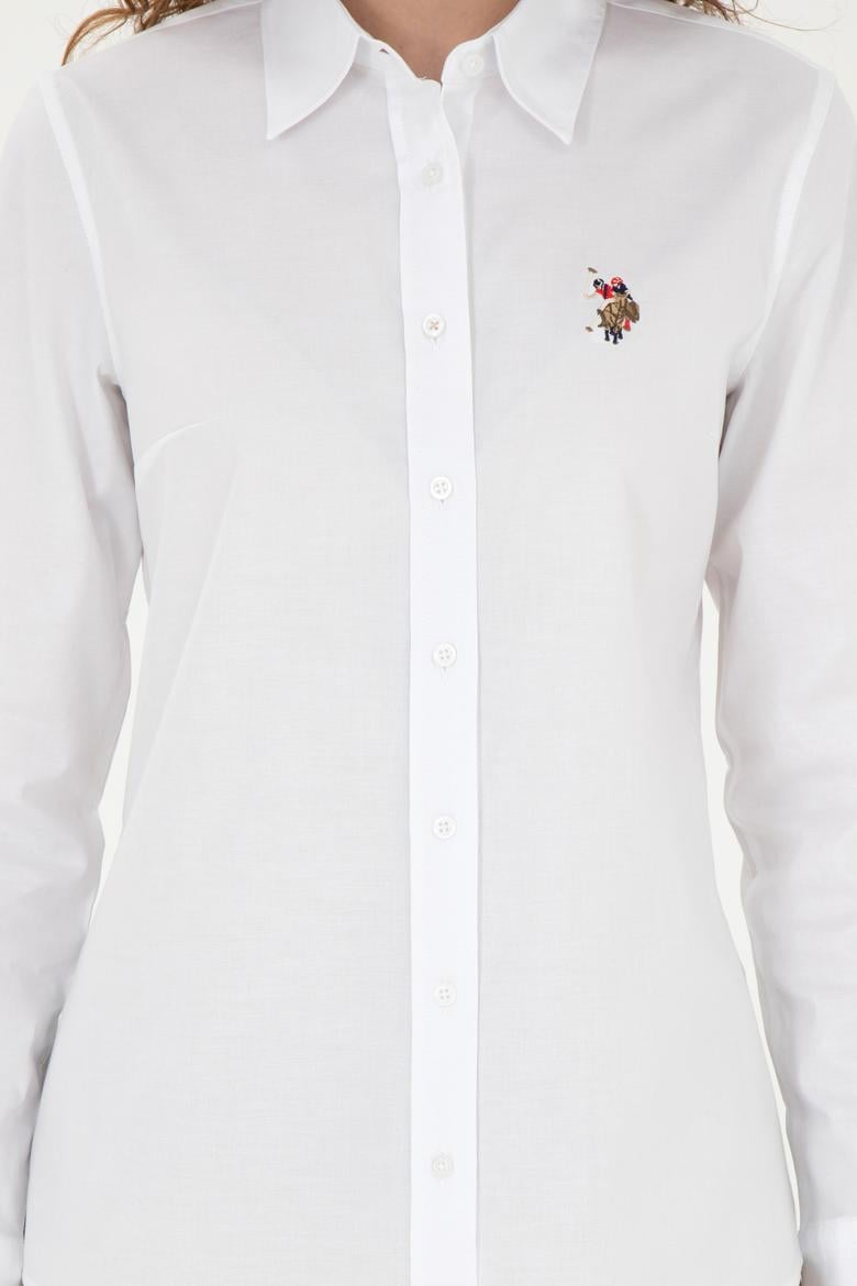 Kadın Beyaz Uzun Kollu Basic Gömlek - 50283987009