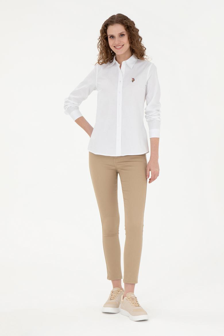 Kadın Beyaz Uzun Kollu Basic Gömlek - 50283987009